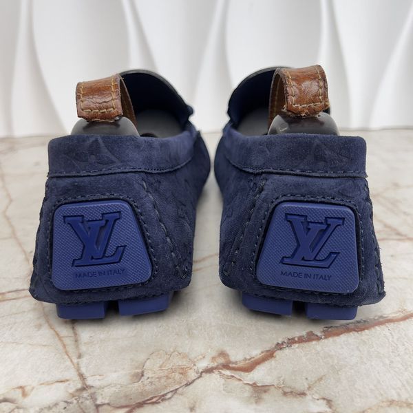 LV Driver Monogram мокасини сині замшеві 3827 фото