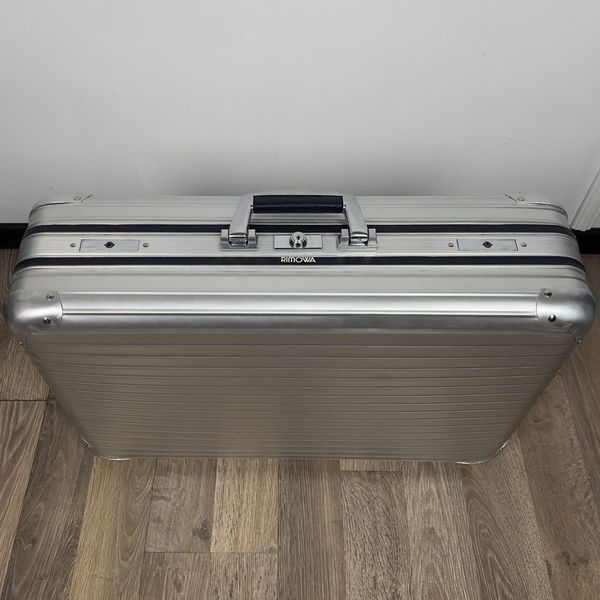 Rimowa Topas Classic Suitcase Gray Aluminum Leather Trim
