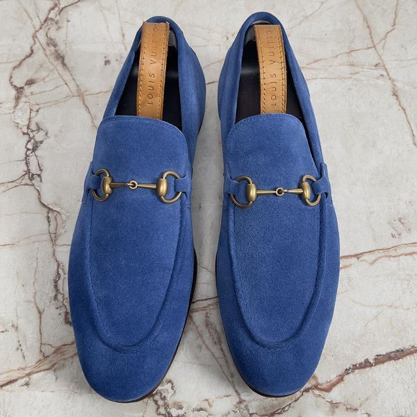 Jordaan Horsebit Flat Loafer Blue Suede