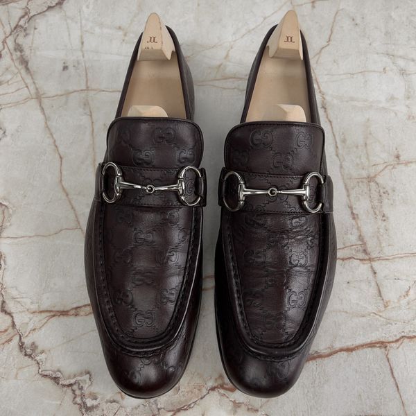 Tom Ford Era Horsebit Loafers GG Guccissima Embossed Brown Leather