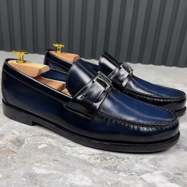 Major Loafers Patina Blue Glazed Leather