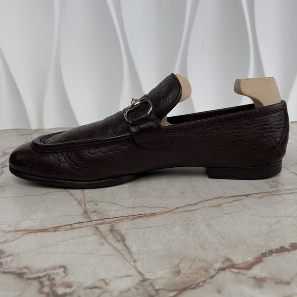 Tom Ford Era Horsebit Loafers GG Guccissima Embossed Brown Leather