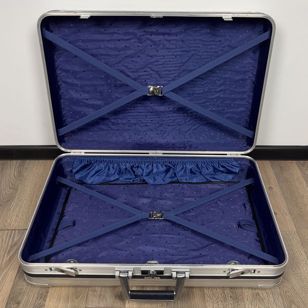 Rimowa Topas Classic Suitcase Gray Aluminum Leather Trim