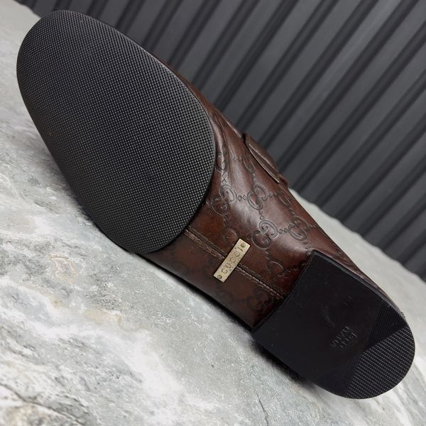 Tom Ford Era Loafers GG Monogram Embossed Brown Leather