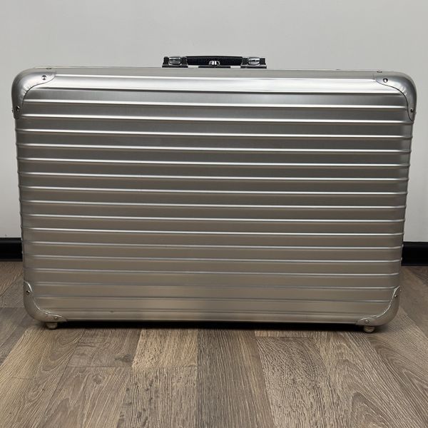 Rimowa Topas Classic Suitcase Gray Aluminum Leather Trim