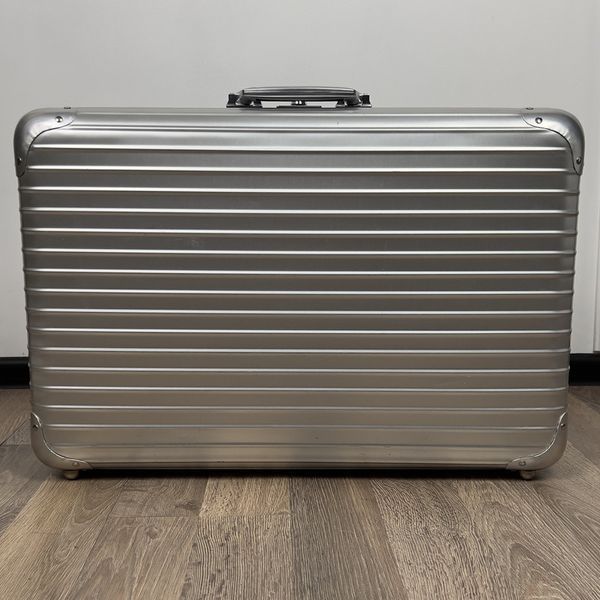 Rimowa Topas Classic Suitcase Gray Aluminum Leather Trim