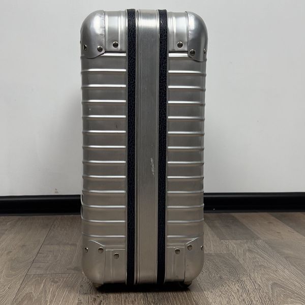 Rimowa Topas Classic Suitcase Gray Aluminum Leather Trim