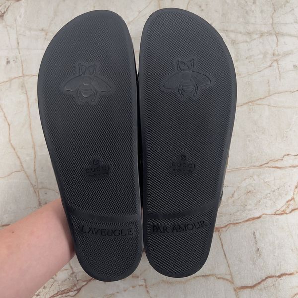 River Horsebit Bee Star Embroidered Mule Leather