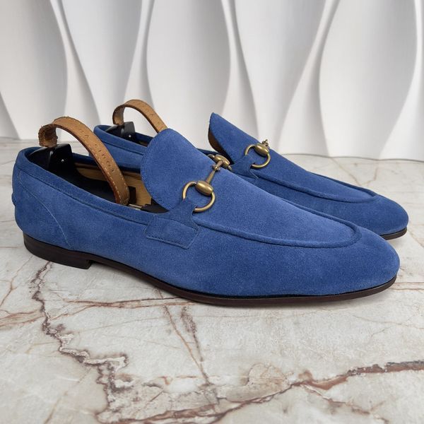 Jordaan Horsebit Flat Loafer Blue Suede