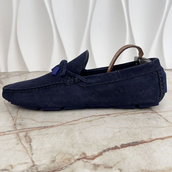 LV Driver Monogram мокасини сині замшеві 3827 фото