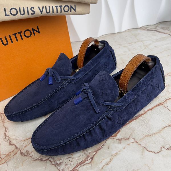 LV Driver Monogram мокасини сині замшеві 3827 фото