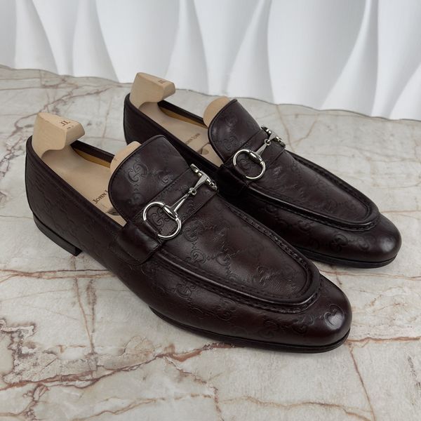Tom Ford Era Horsebit Loafers GG Guccissima Embossed Brown Leather