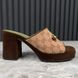 Houdan Horsebit Mules Platform Beige Canvas GG Suede