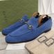 Jordaan Horsebit Flat Loafer Blue Suede