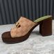 Houdan Horsebit Mules Platform Beige Canvas GG Suede