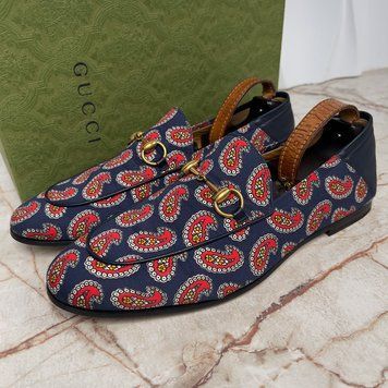 Brixton Horsebit Loafers Fabric Blue Paisley