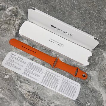 Apple Watch Hermes Sport Orange Silicone Rubber Band M/L 45 mm