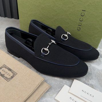 Jordaan Horsebit Loafers Blue Navy Canvas