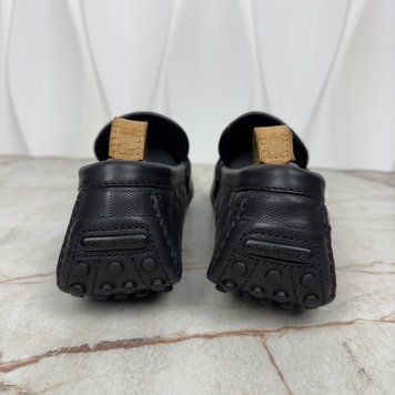 Hockenheim Damier Driving Moccasin Black Leather