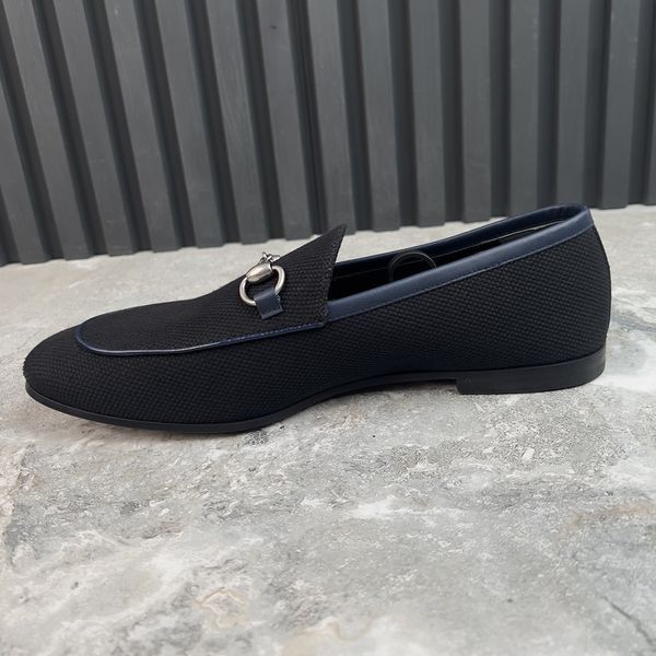 Jordaan Horsebit Loafers Blue Navy Canvas