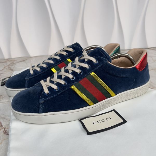 Ace Web Foil Gold Sneakers Blue Velour
