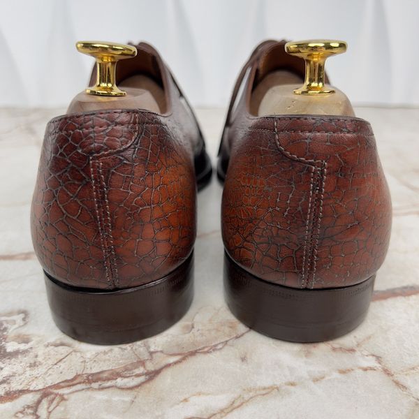 Alessandro Demesure Dress Shoes Oxfords Textured Brown Leather