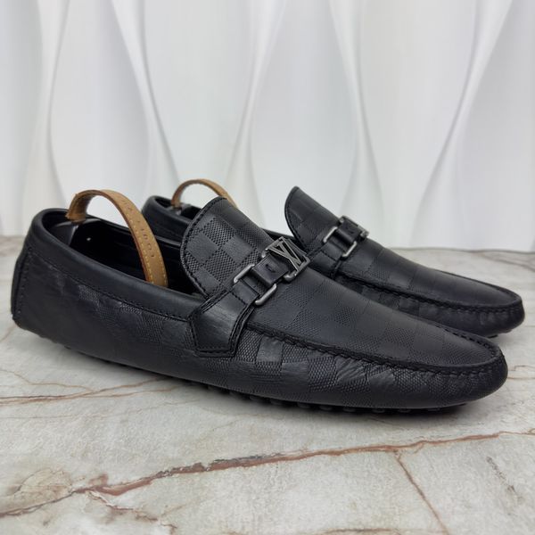 Hockenheim Damier Driving Moccasin Black Leather