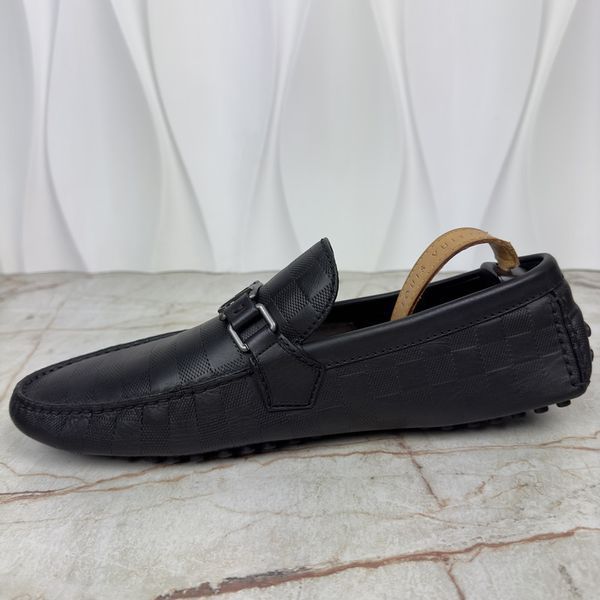 Hockenheim Damier Driving Moccasin Black Leather