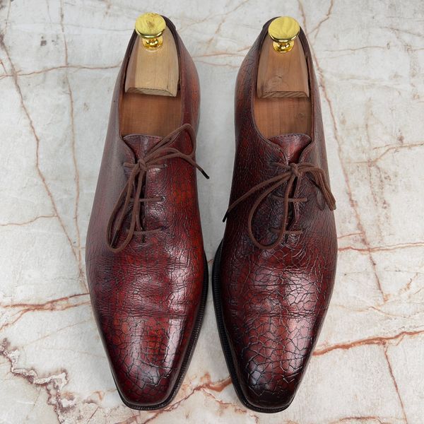 Alessandro Demesure Dress Shoes Oxfords Textured Brown Leather