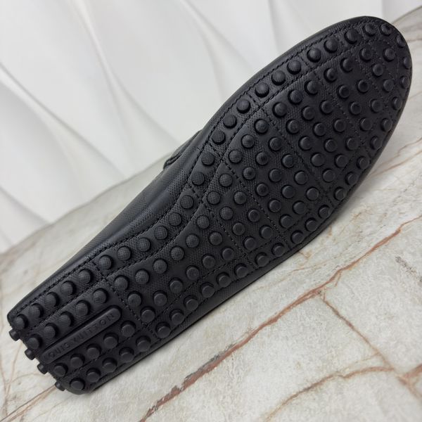 Hockenheim Damier Driving Moccasin Black Leather