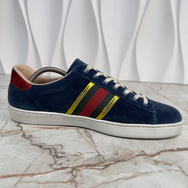 Ace Web Foil Gold Sneakers Blue Velour