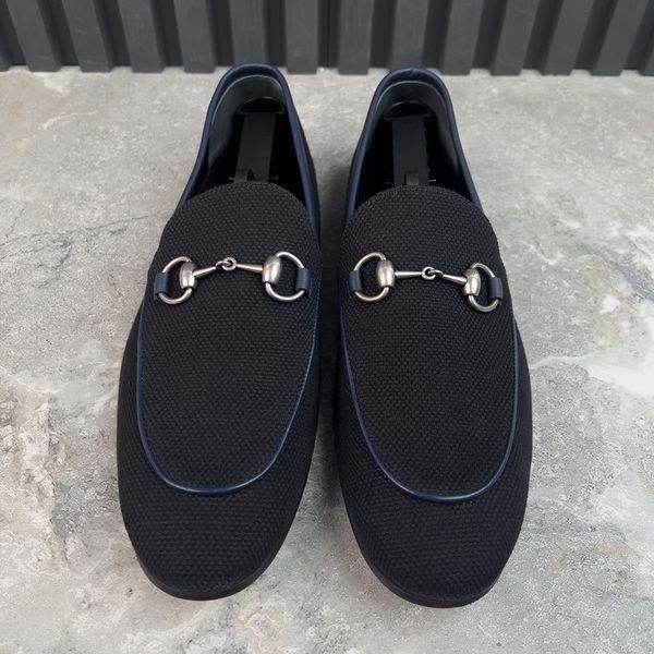 Jordaan Horsebit Loafers Blue Navy Canvas