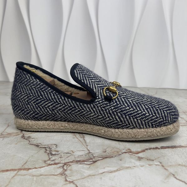 Fria Horsebit Espadrille Loafer Wool Navy
