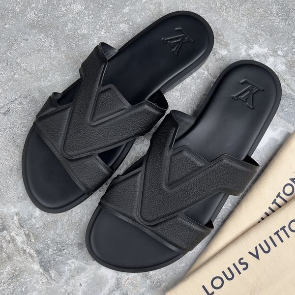 LV Oasis Slides Mule Monogram Black Leather