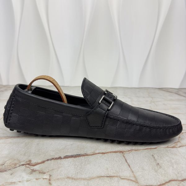 Hockenheim Damier Driving Moccasin Black Leather