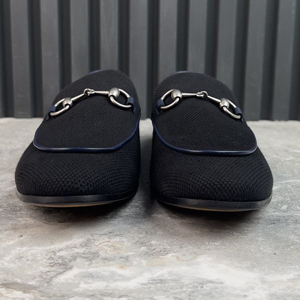 Jordaan Horsebit Loafers Blue Navy Canvas