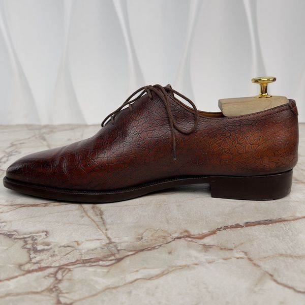 Alessandro Demesure Dress Shoes Oxfords Textured Brown Leather