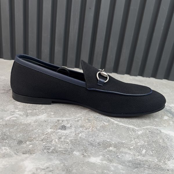 Jordaan Horsebit Loafers Blue Navy Canvas
