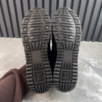 Run Away Logo Sneakers Monogram Canvas Black Mesh Suede