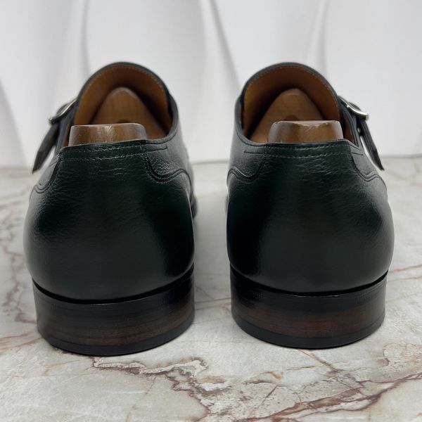 Dress Shoes Monk Straps Green Leather