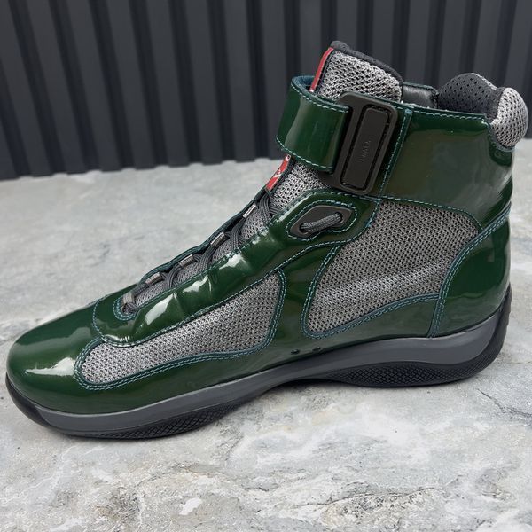Americas Cup High Top Sneakers Green Leather Mesh