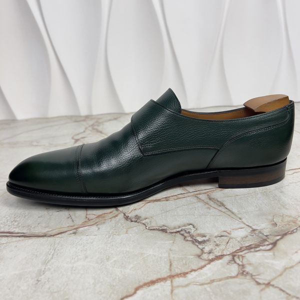 Dress Shoes Monk Straps Green Leather