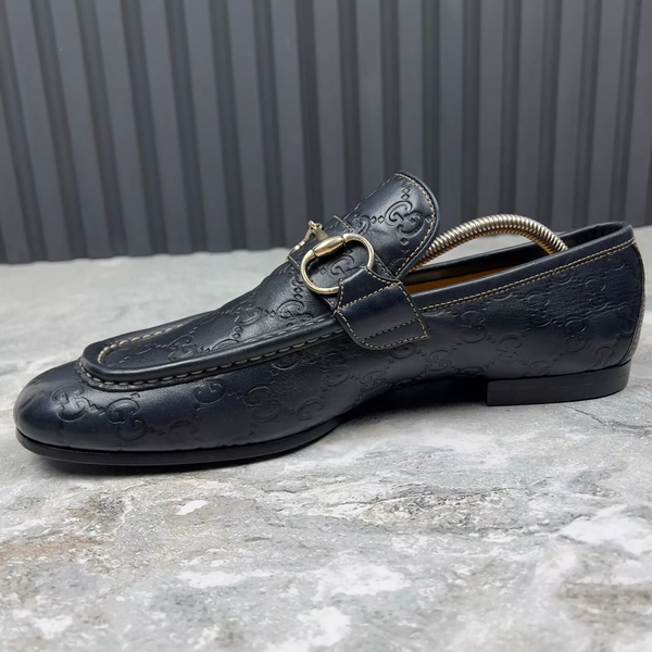 Tom Ford Era GG Monogram лофери темно-сині шкіряні з тисненням 3210 фото