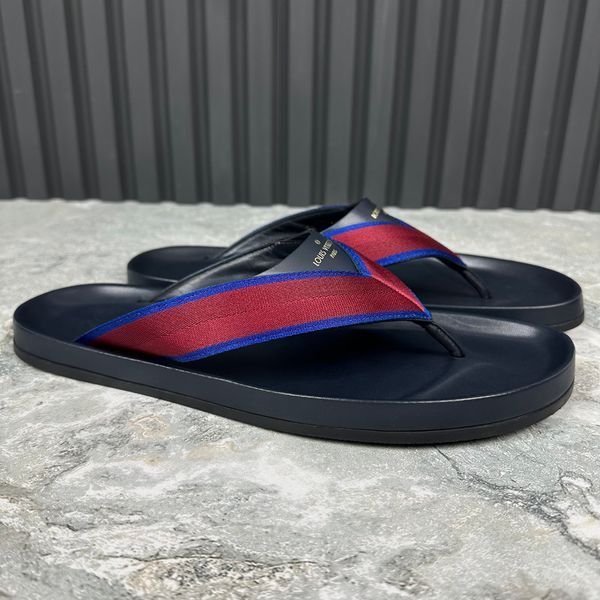 Thong Logo Sandals Black Leather