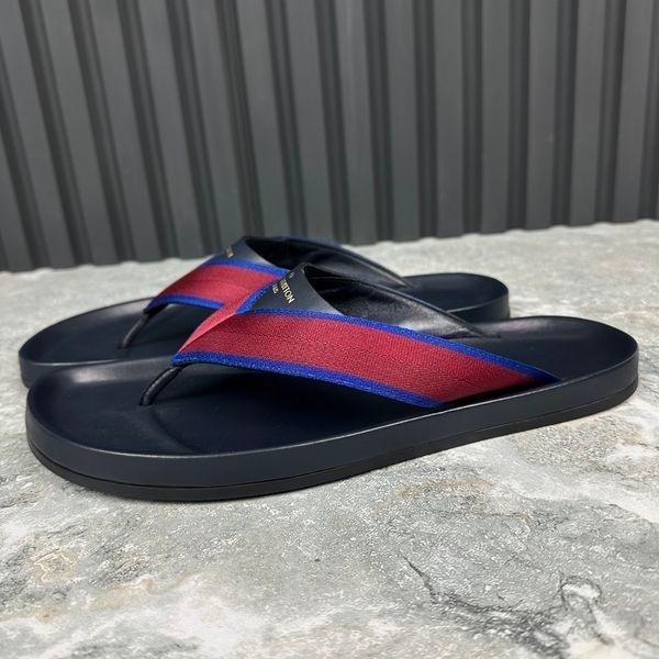 Thong Logo Sandals Black Leather