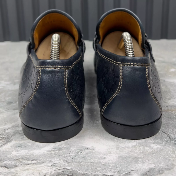 Tom Ford Era GG Monogram лофери темно-сині шкіряні з тисненням 3210 фото