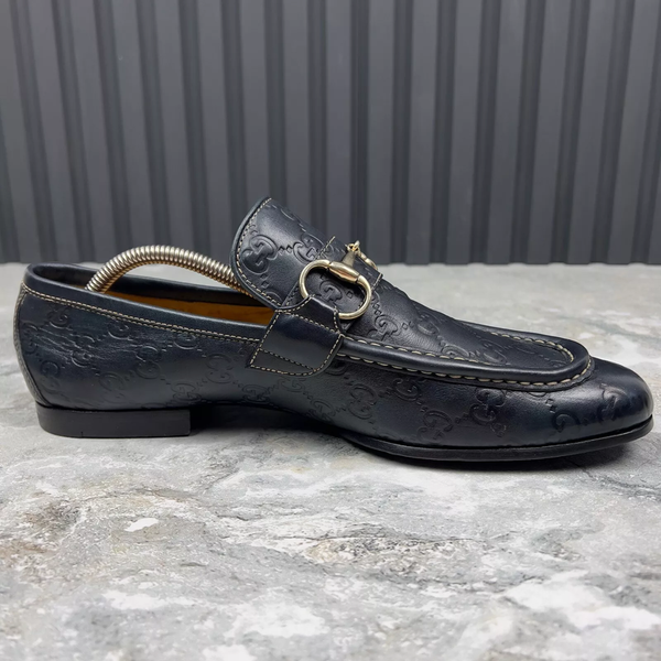 Tom Ford Era GG Monogram лофери темно-сині шкіряні з тисненням 3210 фото