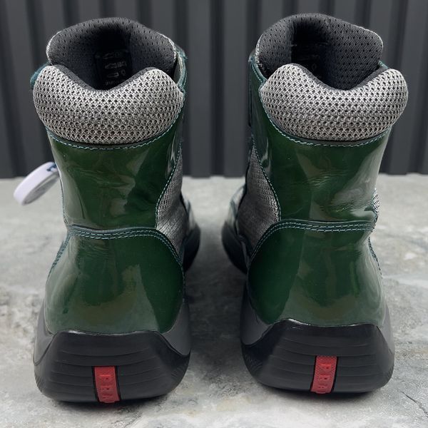 Americas Cup High Top Sneakers Green Leather Mesh