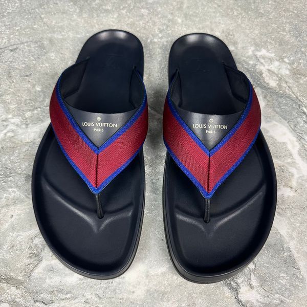 Thong Logo Sandals Black Leather