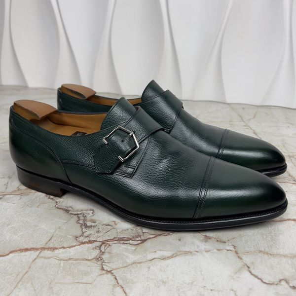 Dress Shoes Monk Straps Green Leather